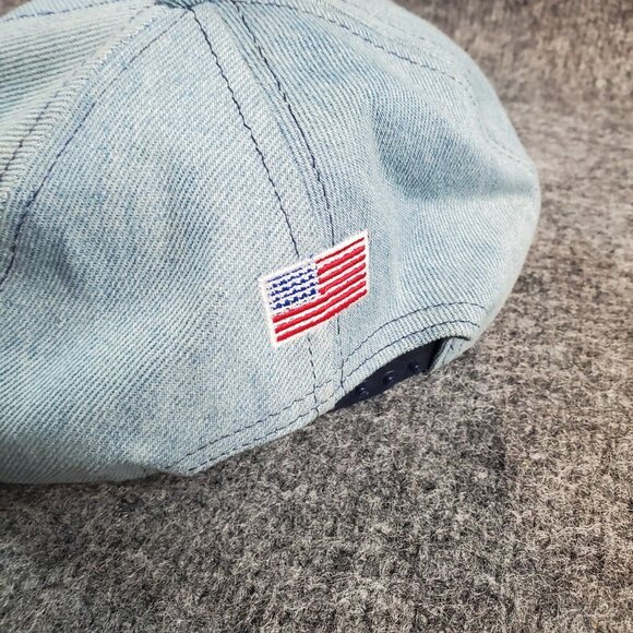 Vtg Southeastern Ohio Denim Snapback Hat Graffiti made USA Flag - Picture 6 of 9